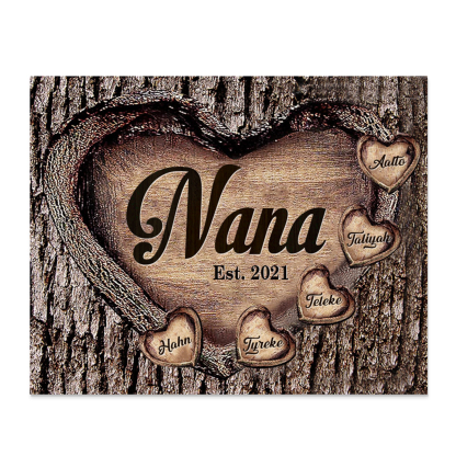 5 Names-Nan/Nana/Nanny/Grandma/Mam/Mum Personalised Name Wooden Ornament Custom Text And Date Home Decoration for Family