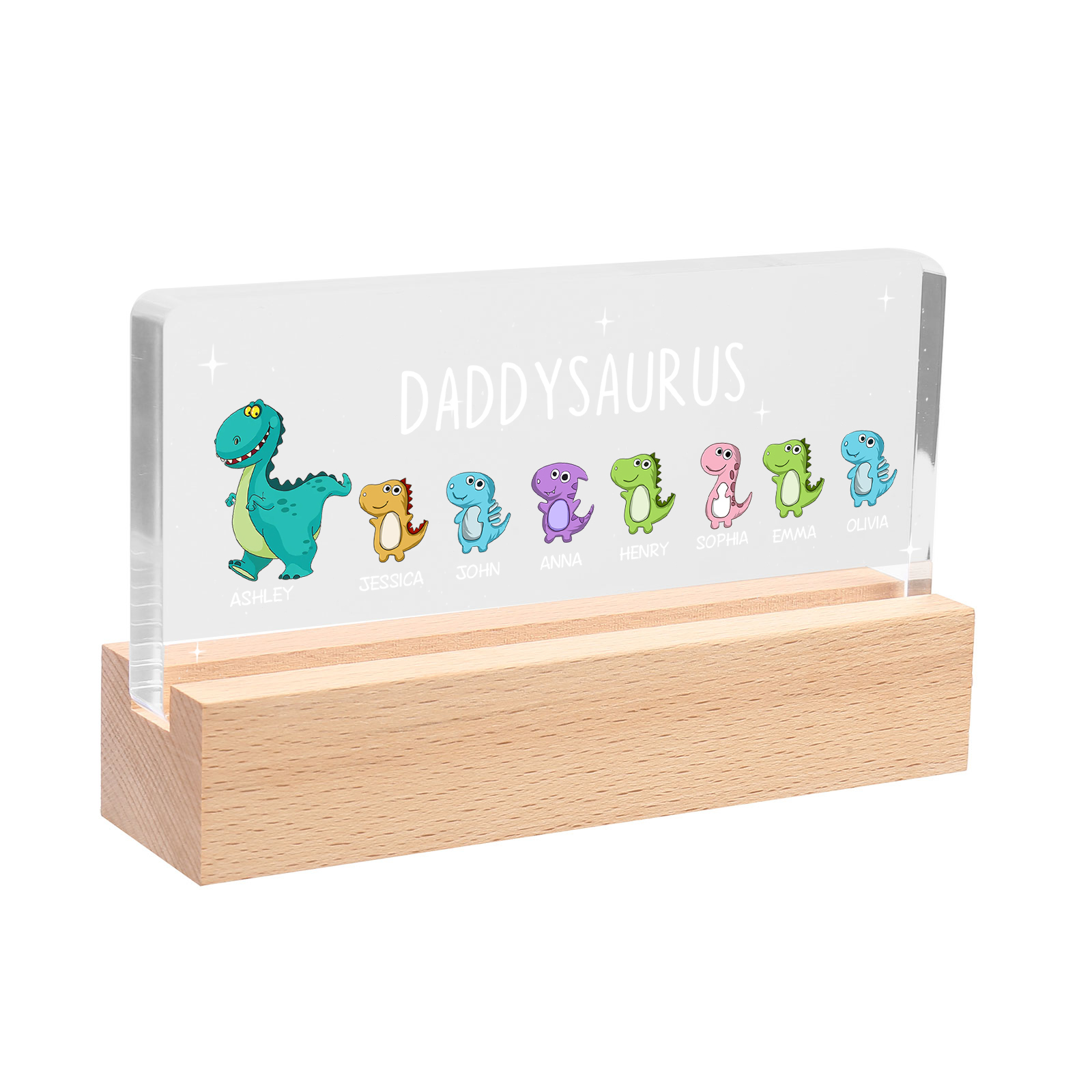 8 Names - Personalised Cute Dinosaur Pattern Beautiful Table Lamp Father's Day Gift for Dad