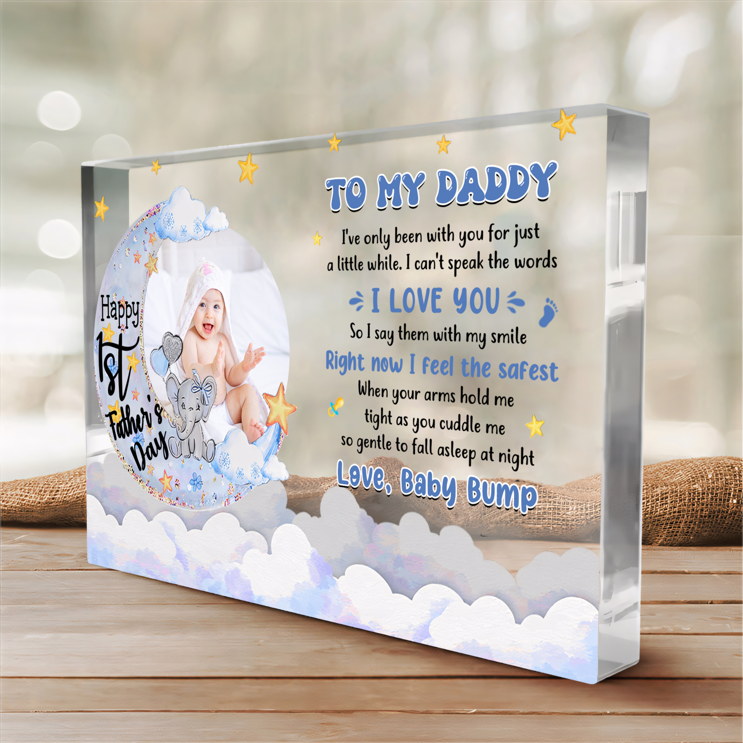 Personalised Customized Photo Warm Family Acrylic Keepsake Customized Text Acrylic Home Decoration Gift for Dad