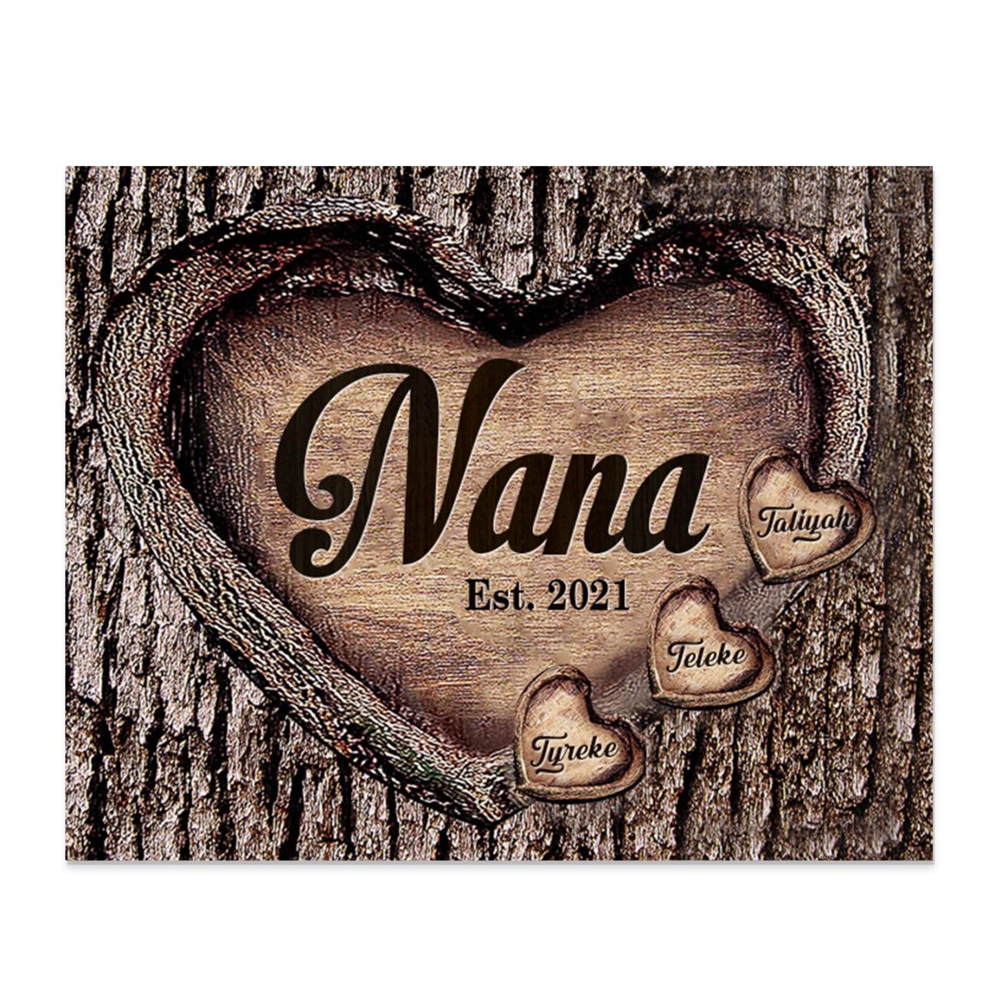 3 Names-Nan/Nana/Nanny/Grandma/Mam/Mum Personalised Name Wooden Ornament Custom Text And Date Home Decoration for Family