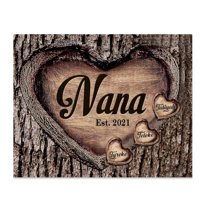 3 Names-Nan/Nana/Nanny/Grandma/Mam/Mum Personalised Name Wooden Ornament Custom Text And Date Home Decoration for Family