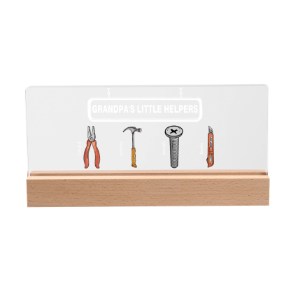 4 Names - Personalised Repair Tool Pattern Table Lamp Customized Text Father's Day Gift for Grandad/Dad