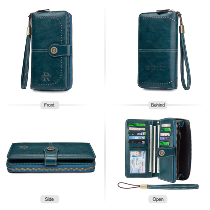 Custom Purse-4 Colors Unisex Purse Personalised Leather Wallet Engraving Names Zip Wallet Gifts for Men Women