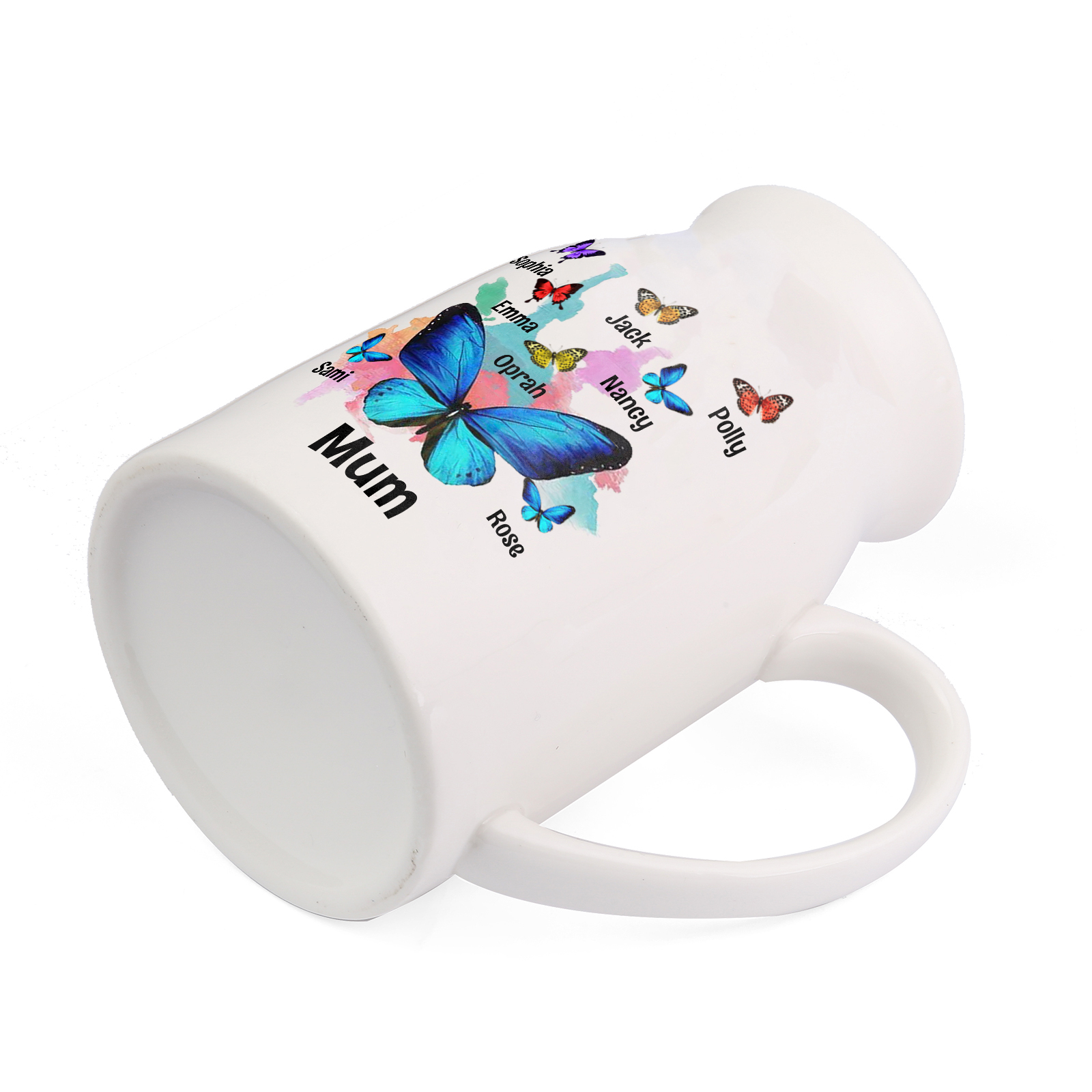 8 Names - Personalised Beautiful Colorful Butterfly Style Ceramic Vase with Customizable Names As a Wonderful Gift For Mum