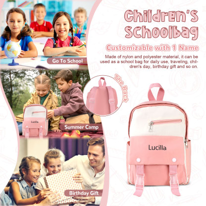 Personalised Name Cute School Bag Custom Nylon Polyester Backpack Back To School Gift for Kids