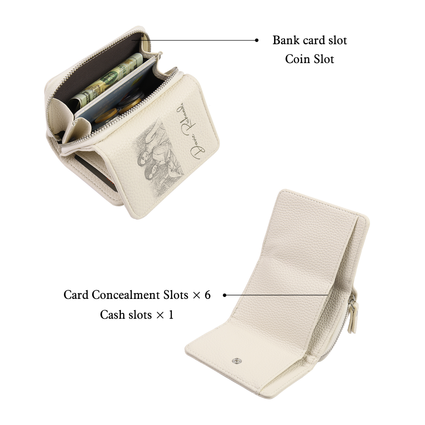 Custom Purse-Personalised Photo Quality Leather Folding Wallet Custom Text Wallet Gift for Her