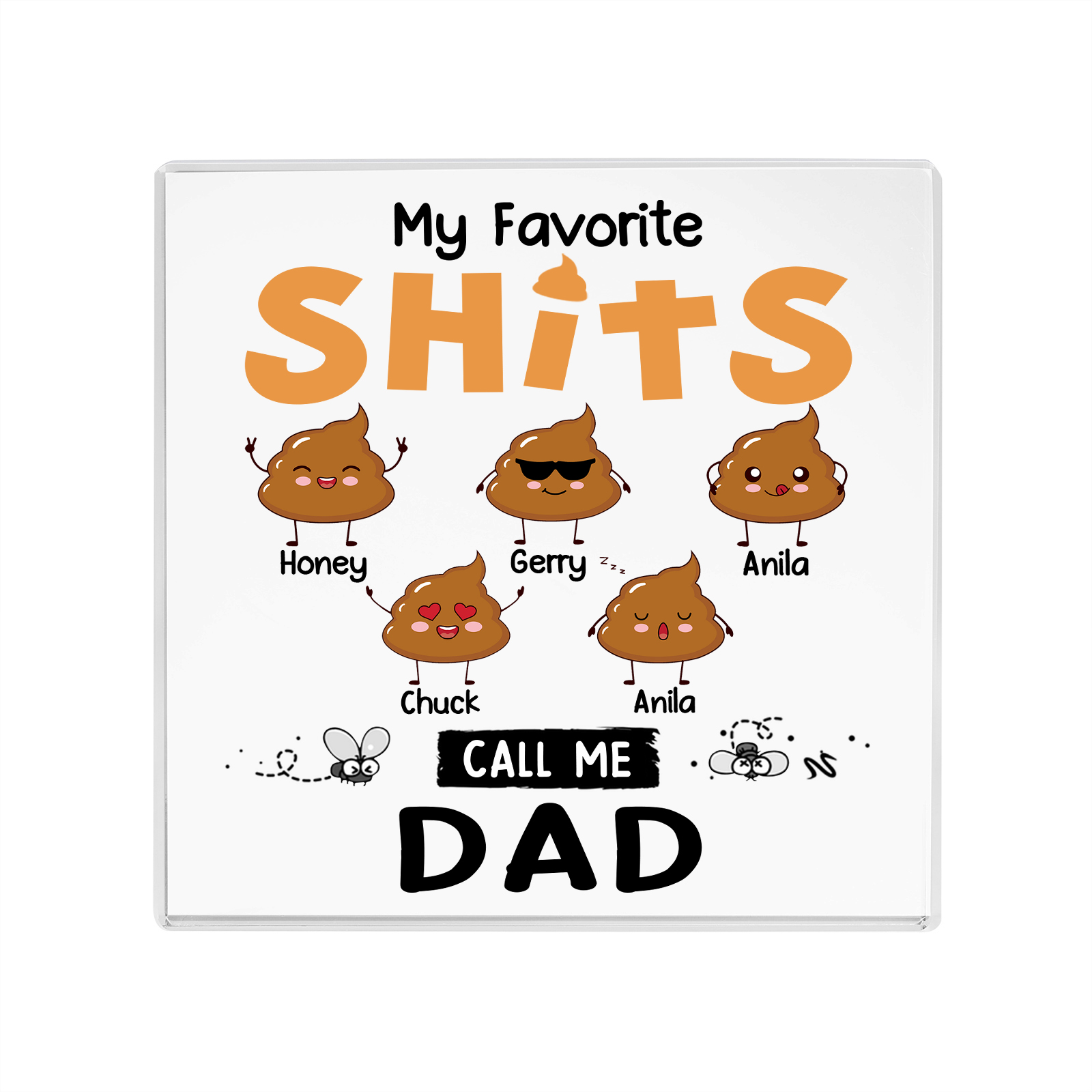 5 Names - Personalised Monster and Shit Style Custom Name Acrylic Ornament Father's Day Gift for Dad