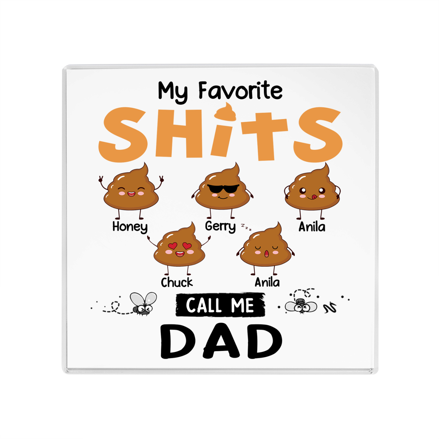 5 Names - Personalised Monster and Shit Style Custom Name Acrylic Ornament Father's Day Gift for Dad