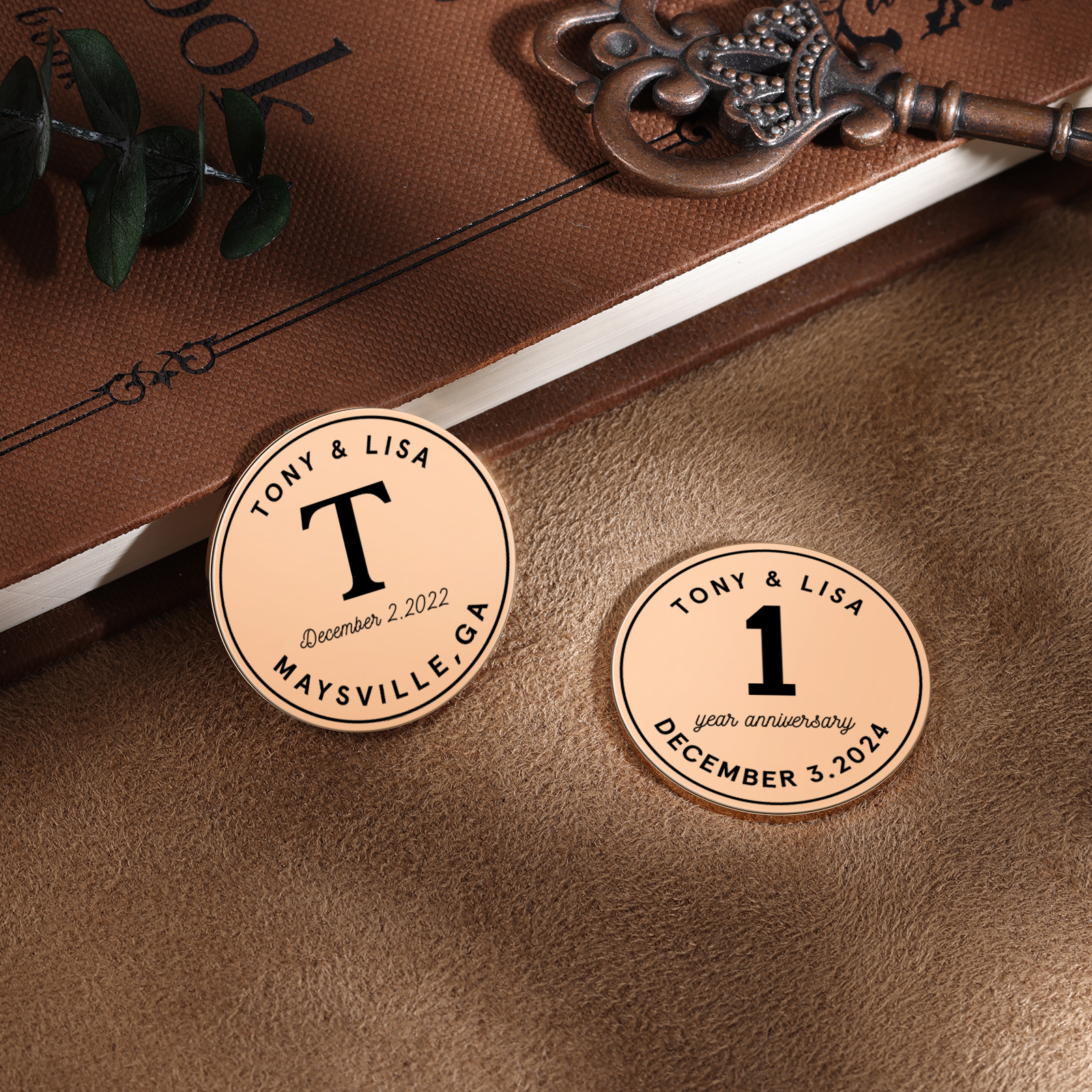 2 PCS Personalized Name Stainless Steel Commemorative Coin Custom Anniversary Special Gift