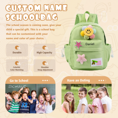 Personalised Nylon Polyester Children's Custom Name Backpack Back to School Gift