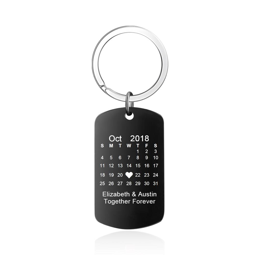 Personalised Calendar Keyring Engraved Photo Keyring Gifts For Him