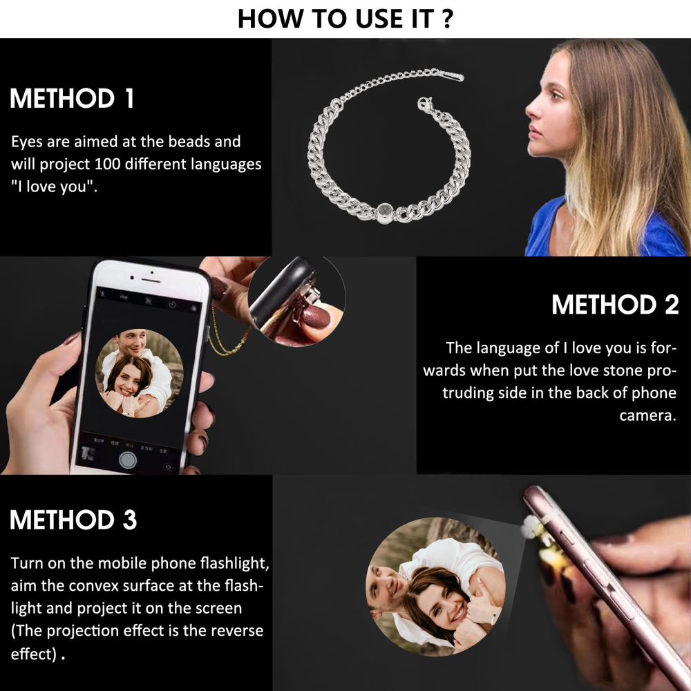 Cuban Chain Men's Bracelet Personalized Projection Bracelet Custom Photo Love Style Gifts for Men