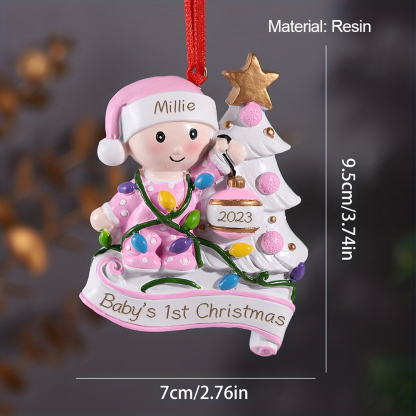 Personalised Baby Christmas Xmas Tree Decoration Ornament-Custom Name And Date Hanging Ornament Gifts For Baby's First Christmas