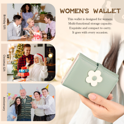 Custom Purse-Women's Personalised Photo PU Leather Flower Wallet Coin Purse Four Colors Available Gift for Her