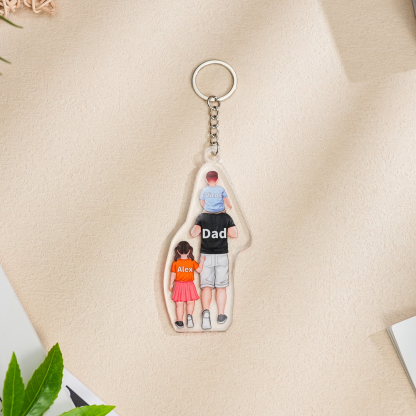 1-4 Names-Personalised Dad Acrylic Keyring Custom Names Gift For Dad/Grandad