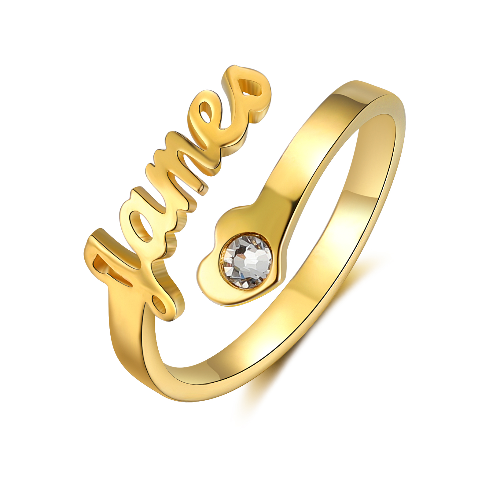 Personalised Heart Ring With Birthstone Custom 1 Name Ring Gifts For Her
