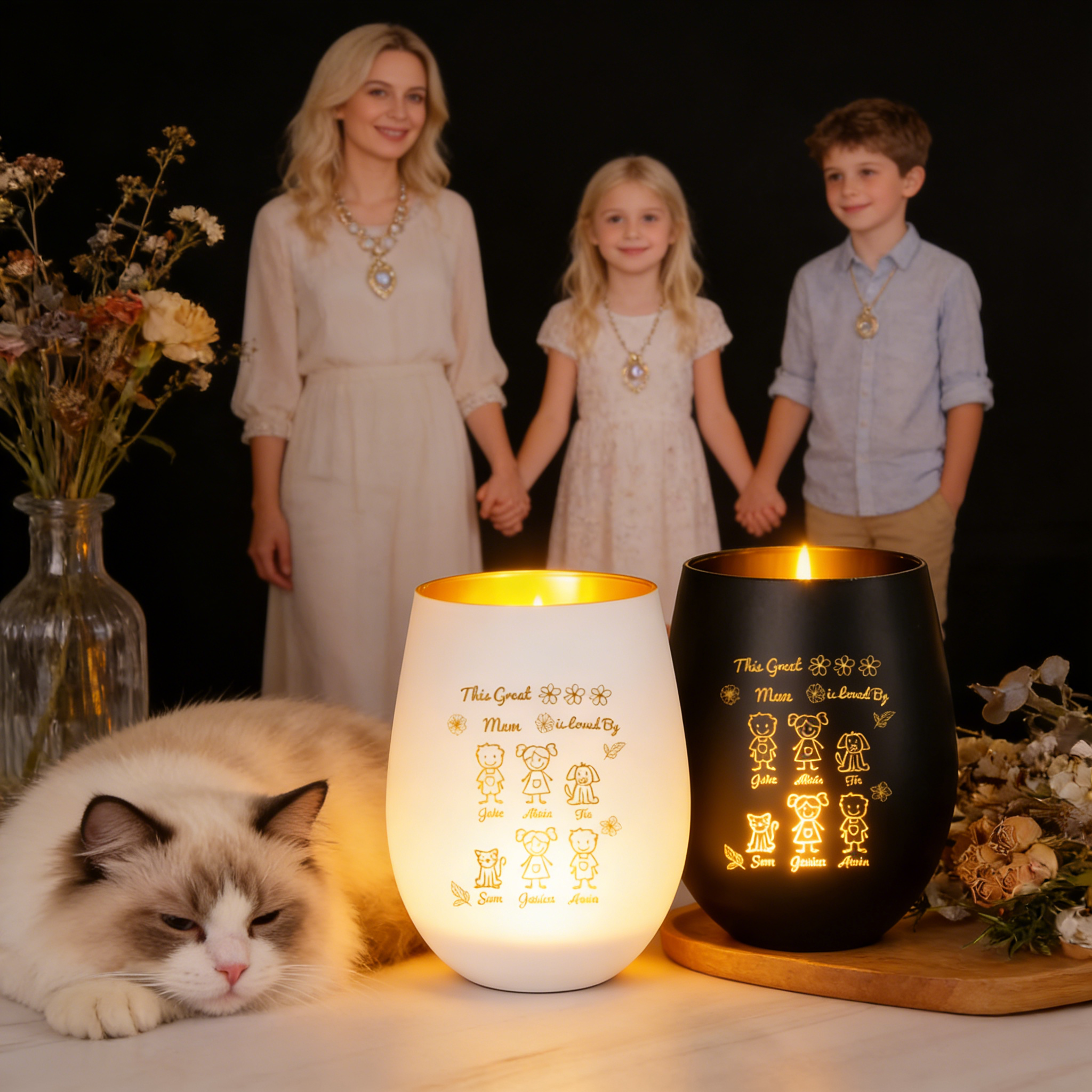 Personalised Gold-Interior Glass Candle Holder For Mum Nan Grandma