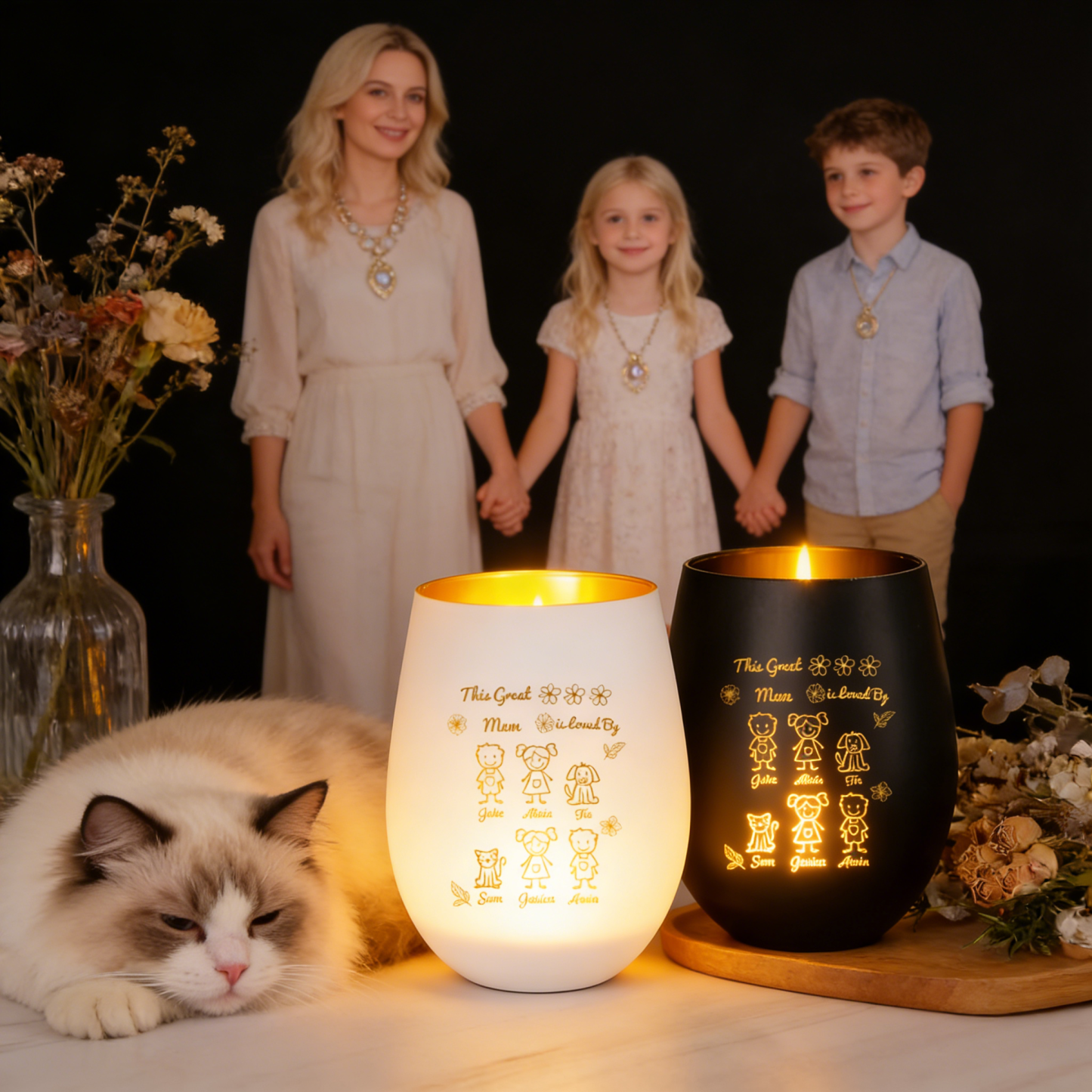 Personalised Gold-Interior Glass Candle Holder For Mum Nan Grandma