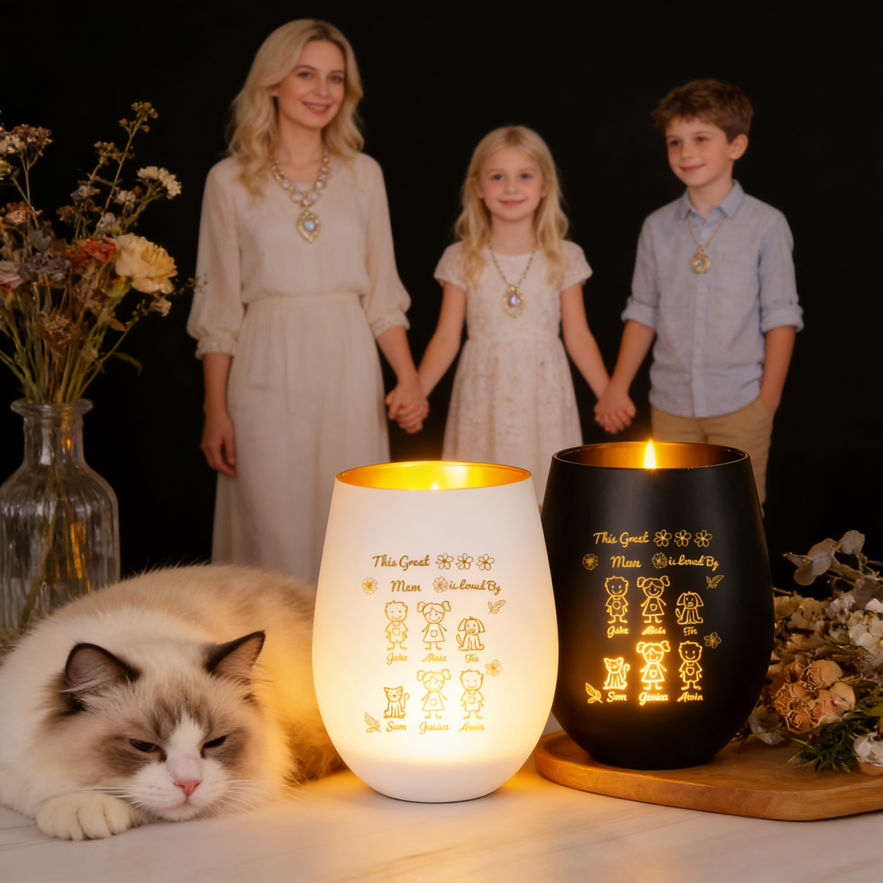 Personalised Gold-Interior Glass Candle Holder For Mum Nan Grandma