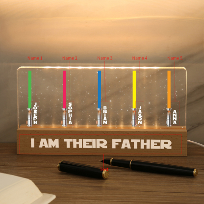 Personalised Star Wars Logo Father's Day Gift - I'm Their Dad - Table Lamp with 5 Names