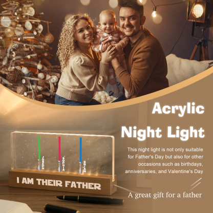 Personalised Star Wars Logo Father's Day Gift - I'm Their Dad - Table Lamp with 3 Names