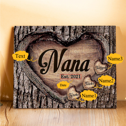 3 Names-Nan/Nana/Nanny/Grandma/Mam/Mum Personalised Name Wooden Ornament Custom Text And Date Home Decoration for Family