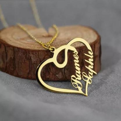 Personalised Heart Necklace Custom 2 Names Necklace Gift For Women