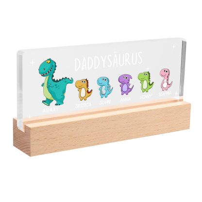 6 Names - Personalised Cute Dinosaur Pattern Beautiful Table Lamp Father's Day Gift for Dad