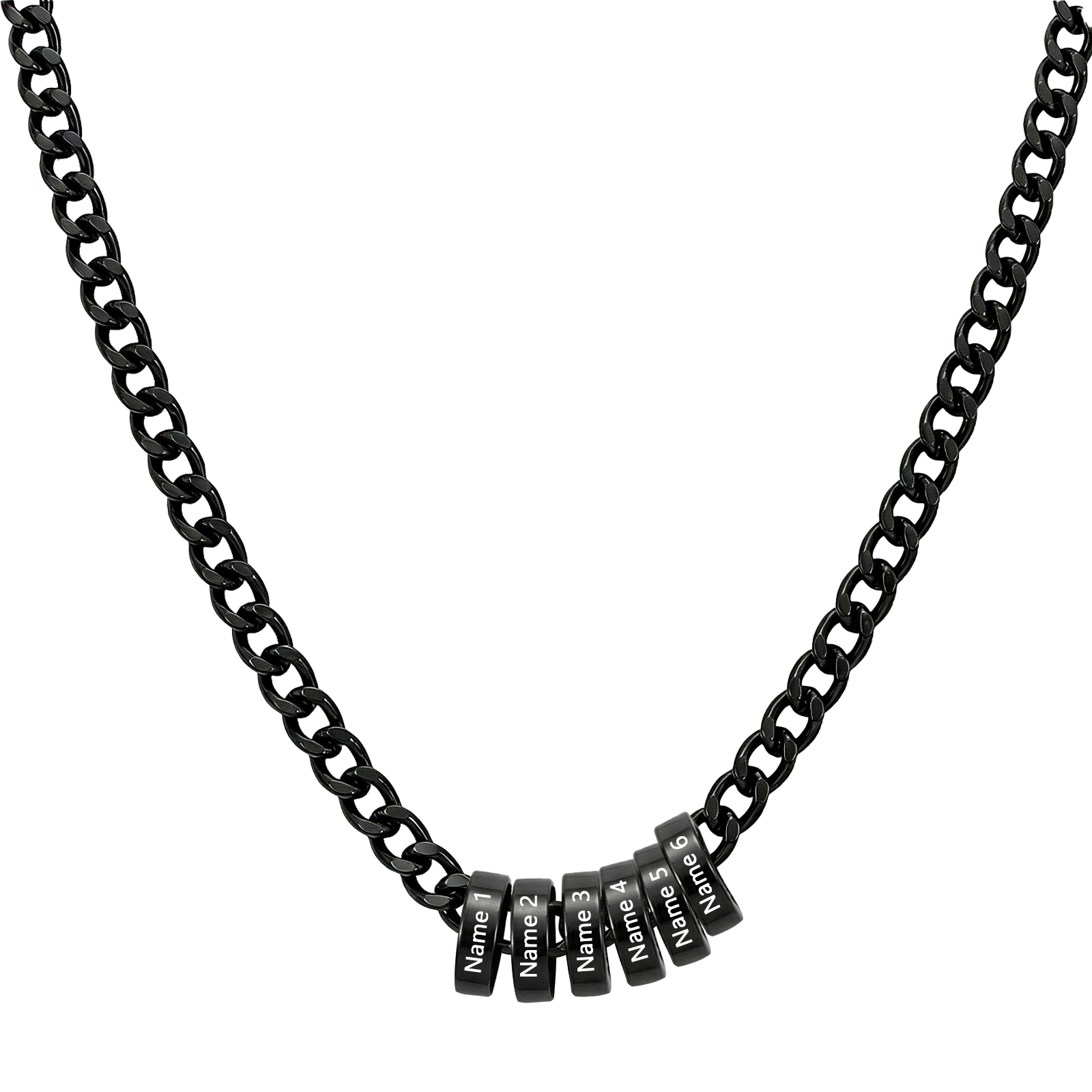 Personalised Stainless Steel Curb Chain 2-6 Names Necklace For Men Dad Husband