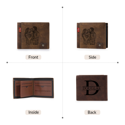 Personalised Men’s Wallet Made From Genuine Leather With an Engraved Photo and Name