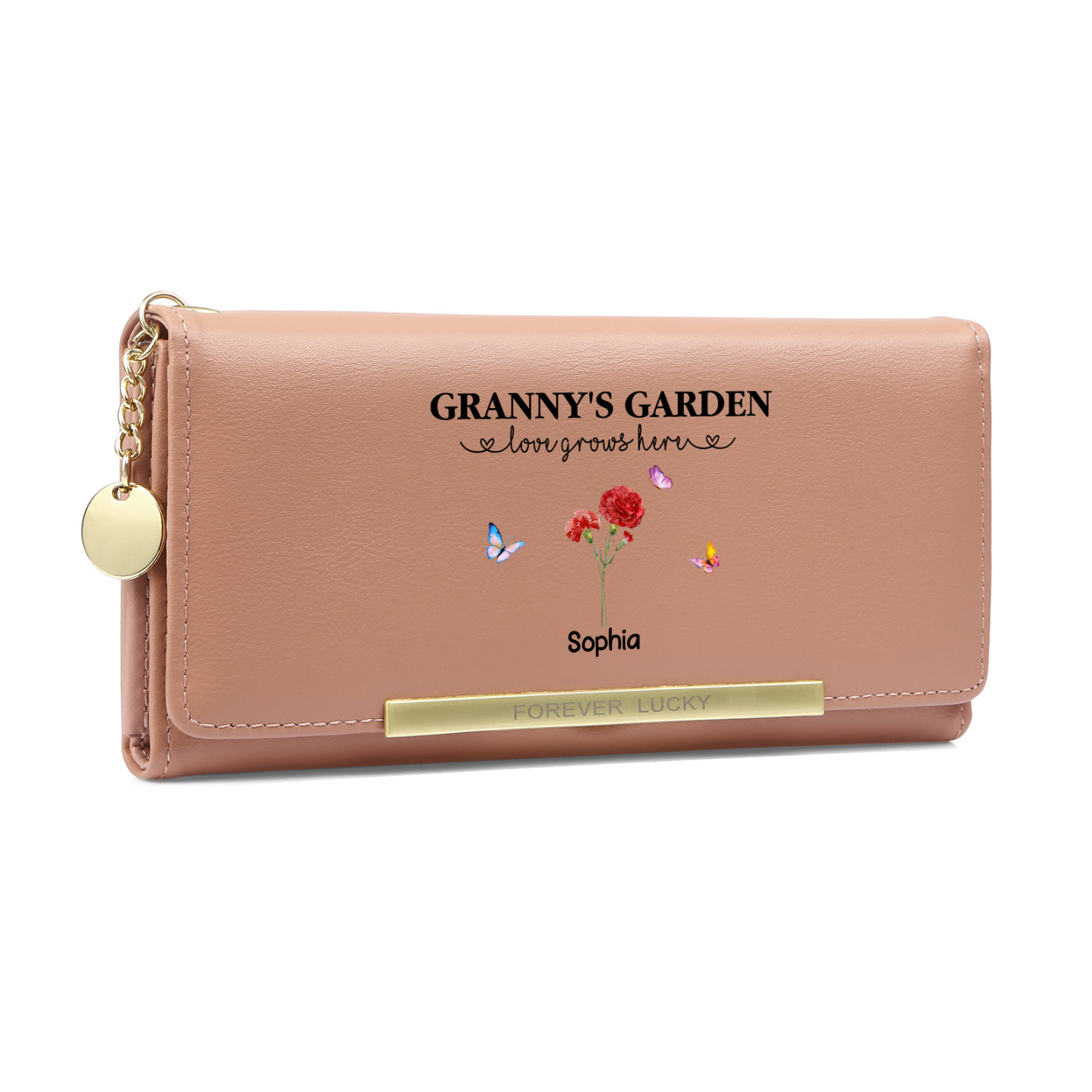 Grandparents Day Grandma Wallet Customised with 1-6 Birth Flowers and Names Mother’s Day Gift | Jessemade