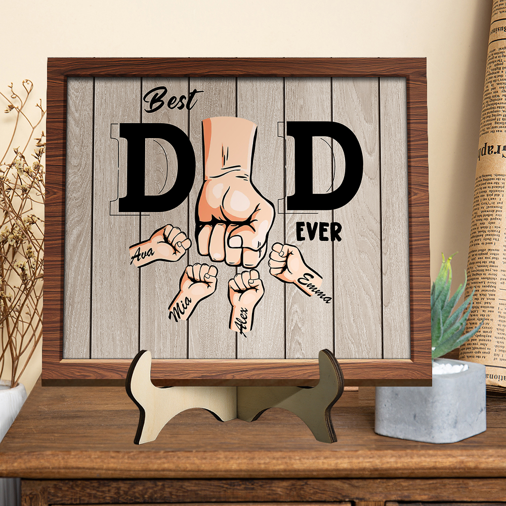 Personalised Best Dad Fist Bump Wooden Sign