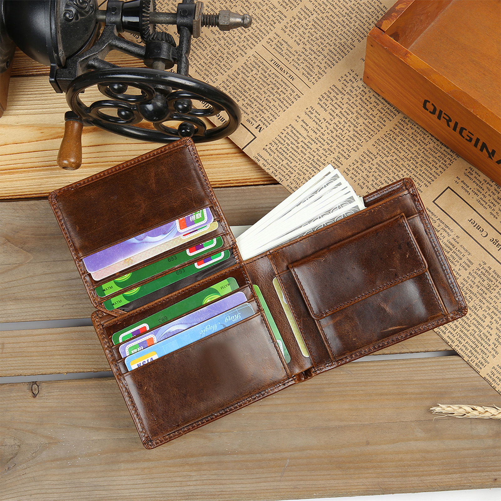 Personalised Genuine Leather Wallet with Names and Fist-bumps – Best Grandad/Dad Ever