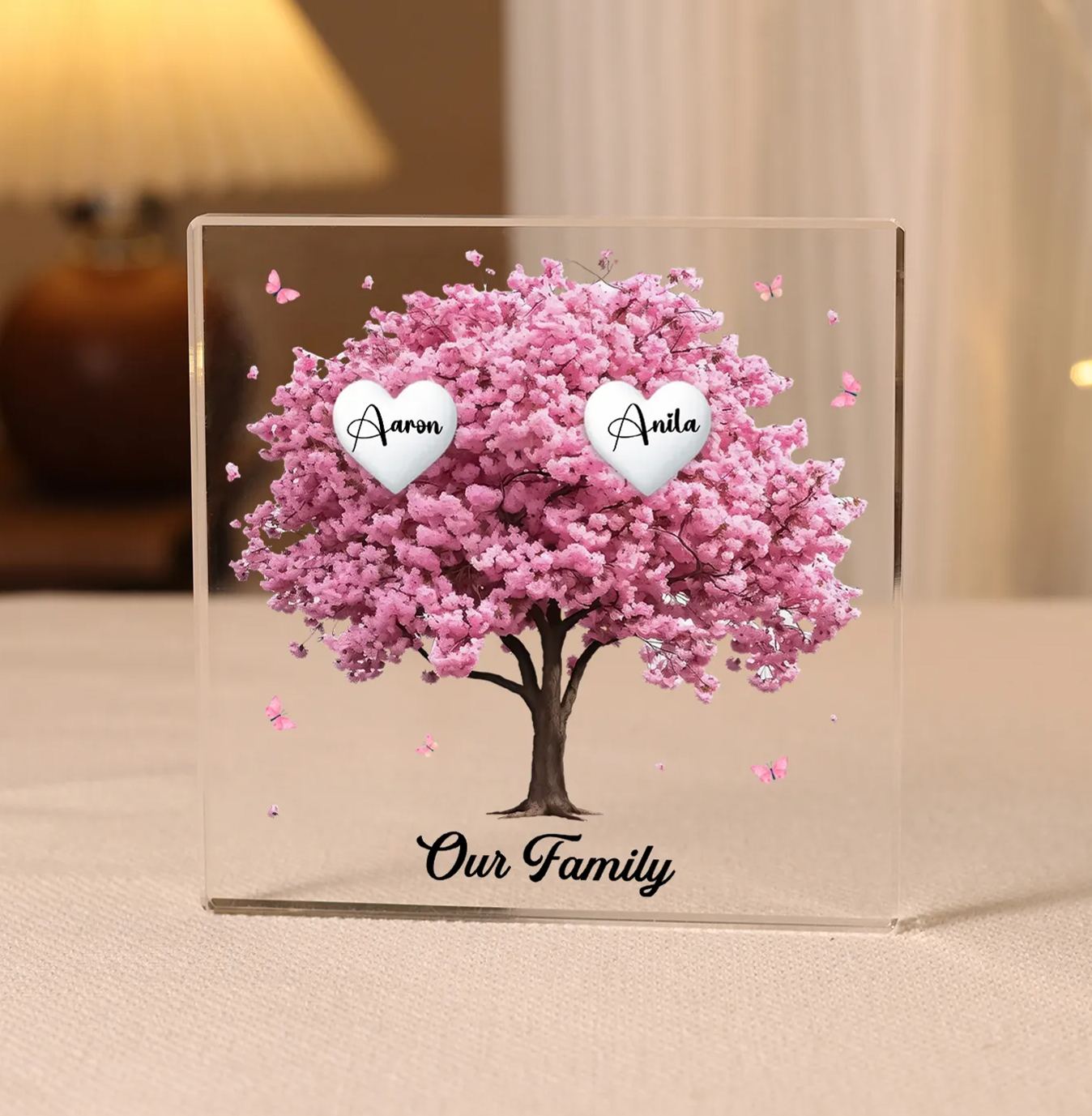 Personalised Heart-Shaped Acrylic Plaque with Custom 2 Names Floral Design - Gift for Nan | Jessmade