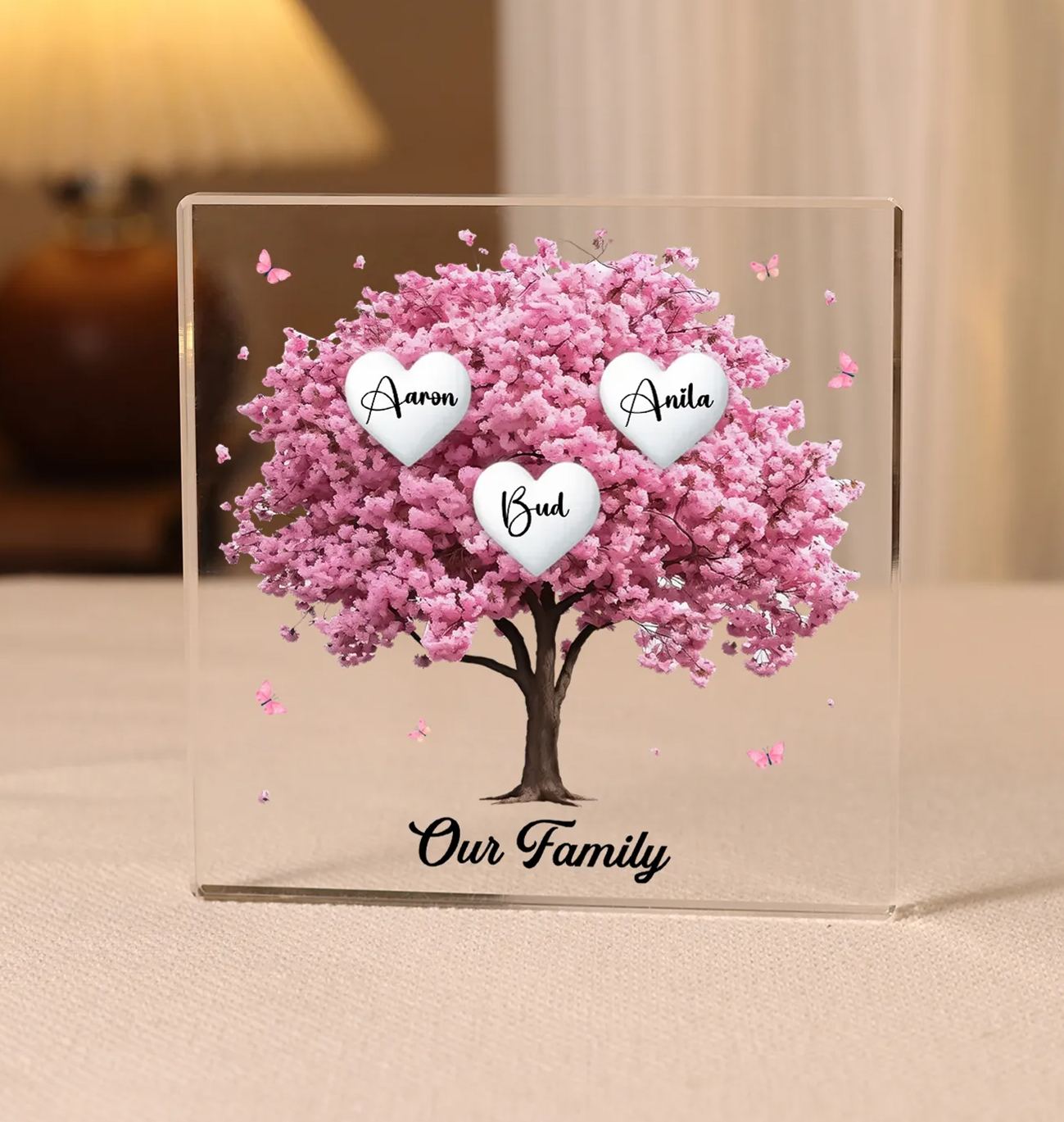 Personalised Family Tree Acrylic Ornaments Customize 3 Names Decorations for Family | Jessmade