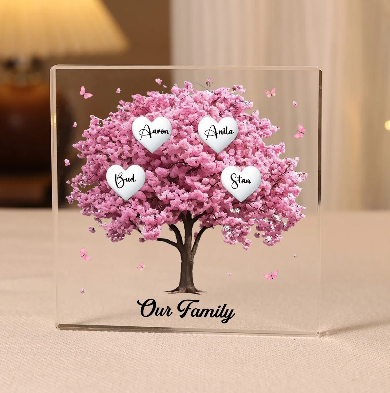 Personalised Family Tree Acrylic Ornaments Customize 4 Names Decorations for Family | Jessmade