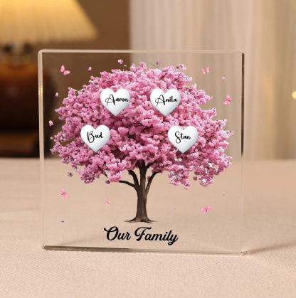 Personalised Family Tree Acrylic Ornaments Customize 4 Names Decorations for Family | Jessmade