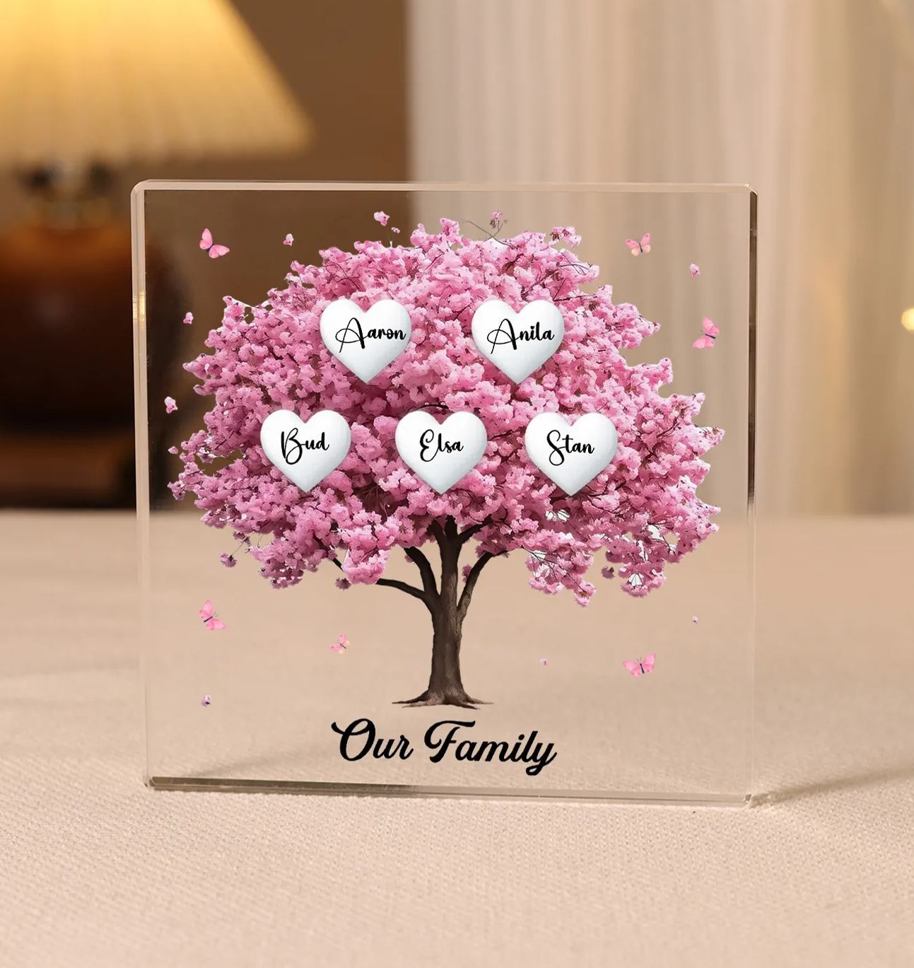 Personalised Family Tree Acrylic Ornaments Customize 4 Names Decorations for Family | Jessmade