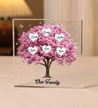 Personalised Family Tree Acrylic Ornaments Customize 6 Names Decorations for Family | Jessmade