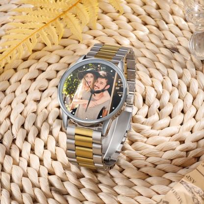 Personalized Photo Men's Watch with Custom1 Photos and 1 Text Watch Gifts for Him | Jessmade