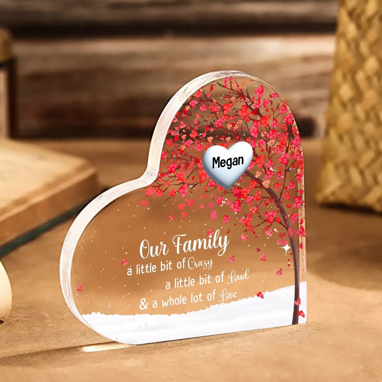 Personalised Acrylic Heart Family Plaque - Custom 1–10 Names Shaped Family Tree Gift for Family | Jessmade