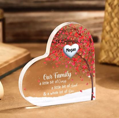 Personalised Acrylic Heart Family Plaque - Custom 1–10 Names Shaped Family Tree Gift for Family | Jessmade