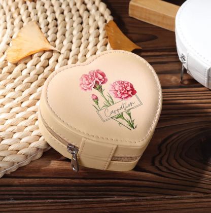 Personalised Jewelry Box – Custom Name & Birth Flower Pink & White Elegant Keepsake Case | Jessemade