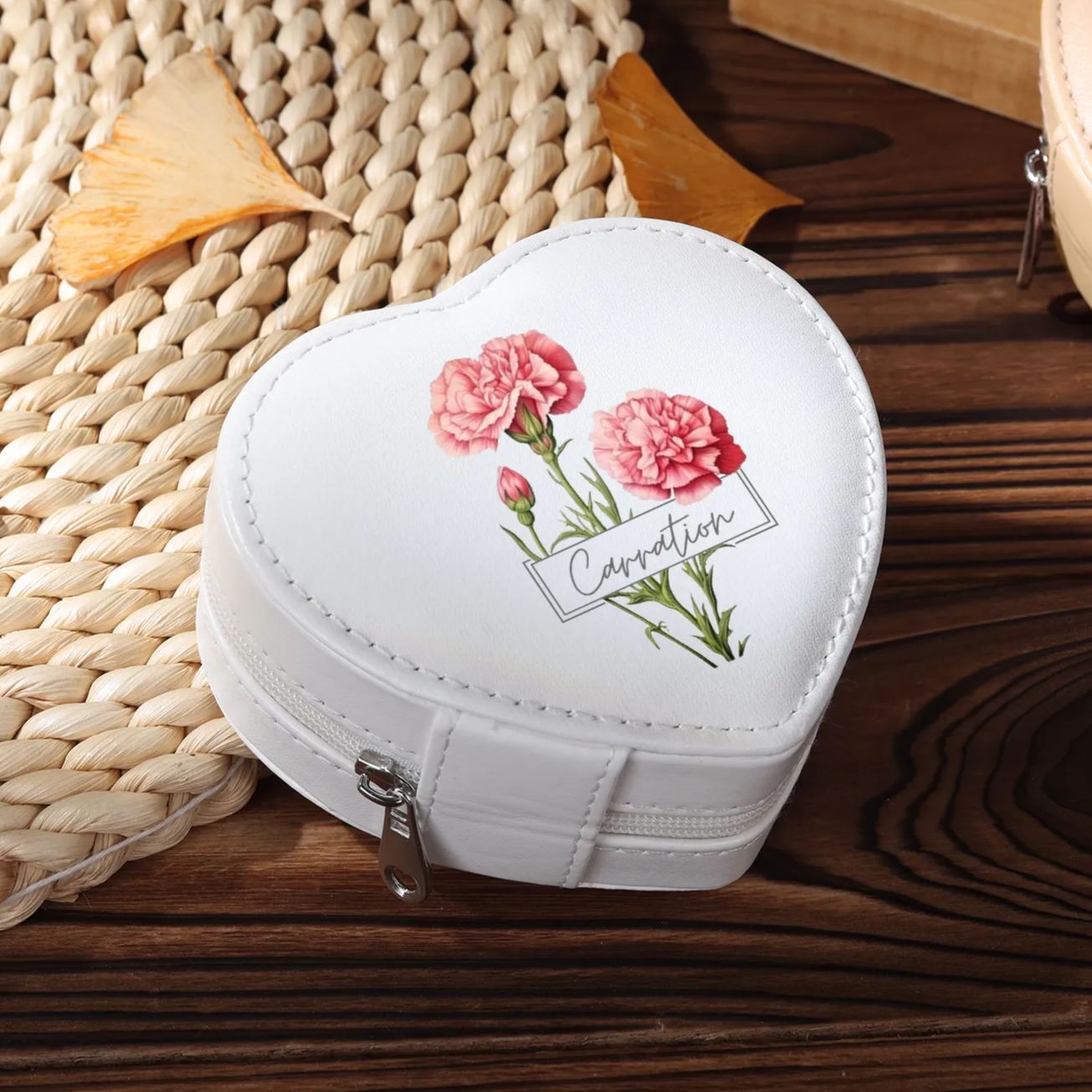 Personalised Jewelry Box – Custom Name & Birth Flower Pink & White Elegant Keepsake Case | Jessemade