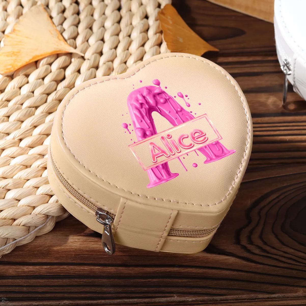 Personalised Jewelry Box – Custom Name & Letter with Pink & White Elegant Keepsake Case | Jessemade