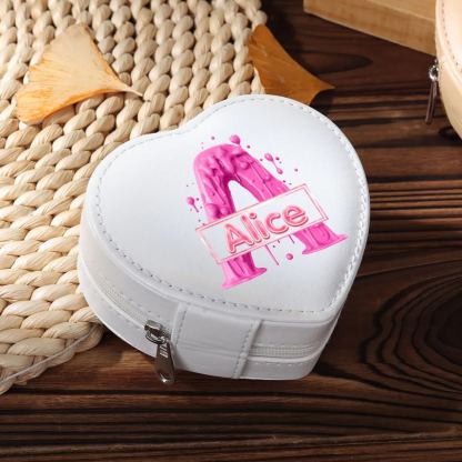 Personalised Jewelry Box – Custom Name & Letter with Pink & White Elegant Keepsake Case | Jessemade