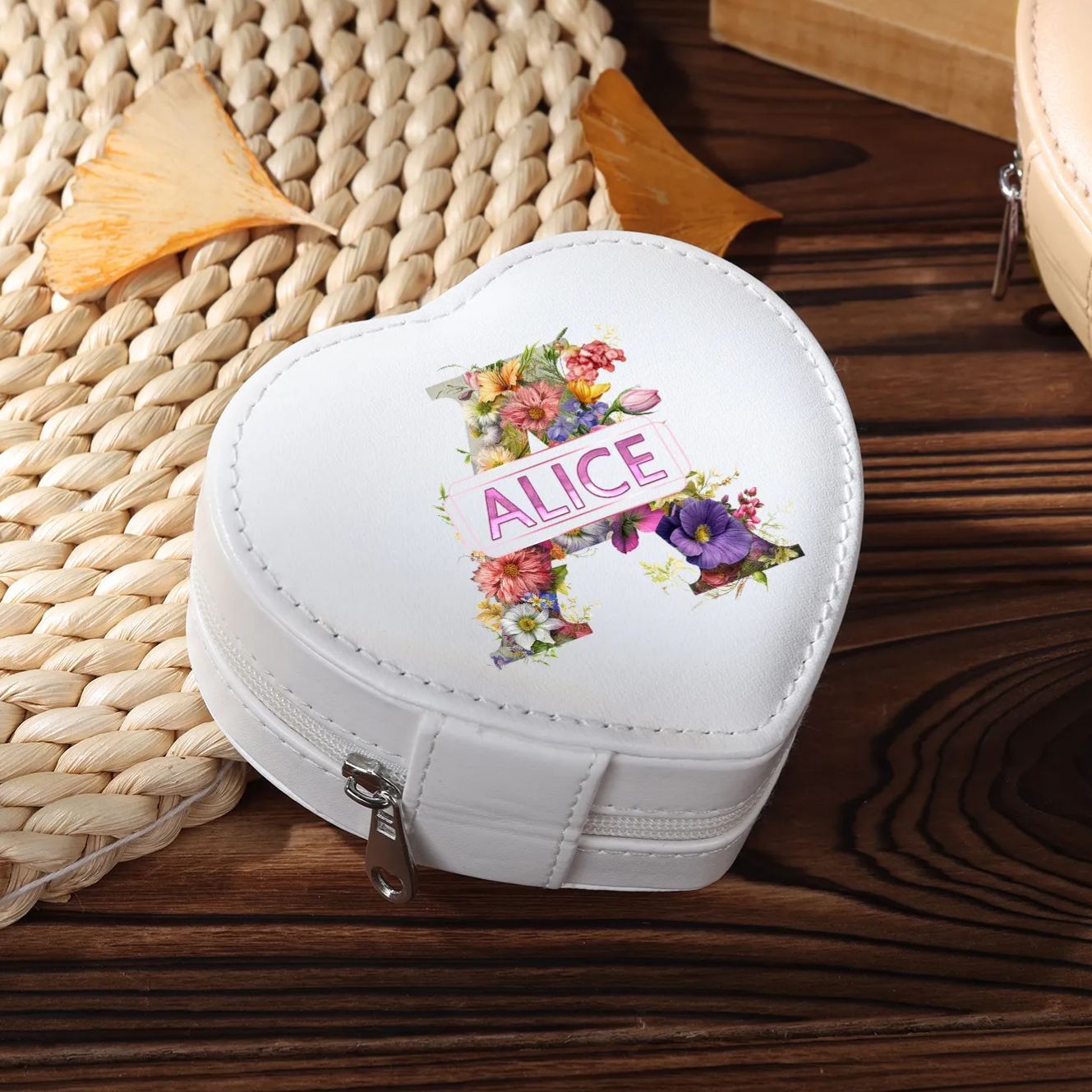 Personalised Jewelry Box – Custom Name & Letter with Pink & White Elegant Keepsake Case | Jessemade