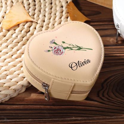 Personalised Jewelry Box – Custom Name & Birth Flower Pink & White Elegant Keepsake Case | Jessemade