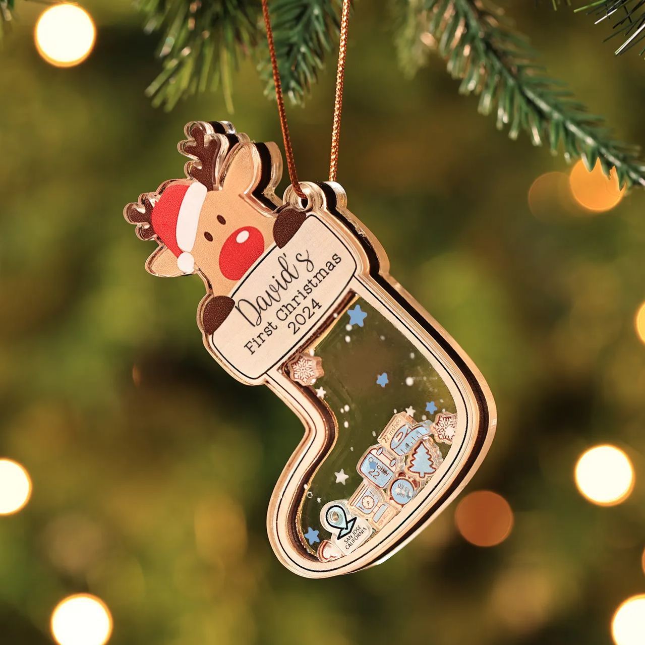 Personalised Baby's First Christmas Ornament - Custom 4 texts & 1 Name & 1 Date & 1 Year Keepsake | Jessemade