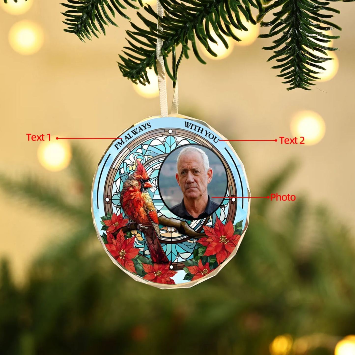 Personalised Memorial LED Candle Lantern Ornament - Customizable with 2 Names - Heartfelt Christmas Gift for Family | Jessemade